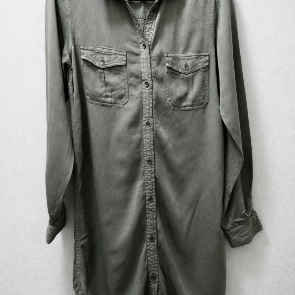 American Eagle Outfitters Olive Button Down Shirt Dress